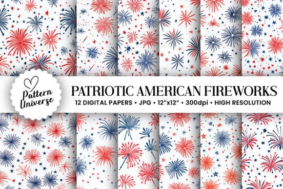 Download Red Blue American Fireworks Patterns - Premium Resources