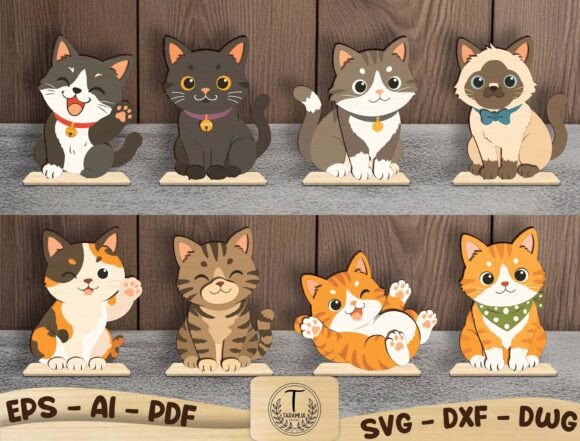Download 3D Layered Cat Figurine SVG Bundle - Cat Collection