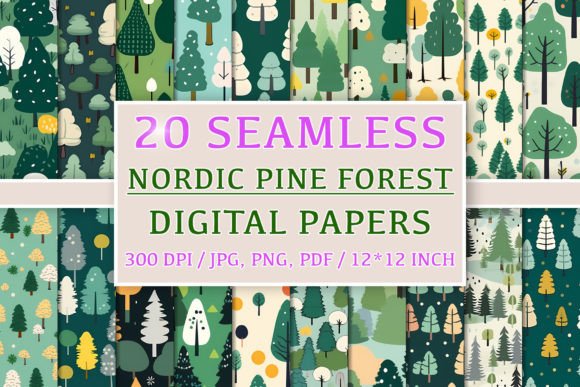 Download 20 Seamless Nordic Pine Forest Patterns - Forest patterns Collection