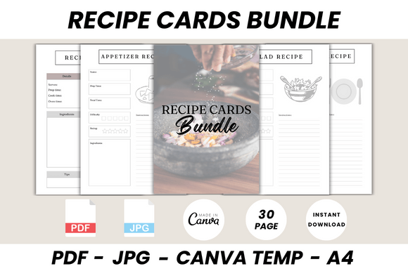 Download Recipe Cards Bundle Canva Template - Cards Collection