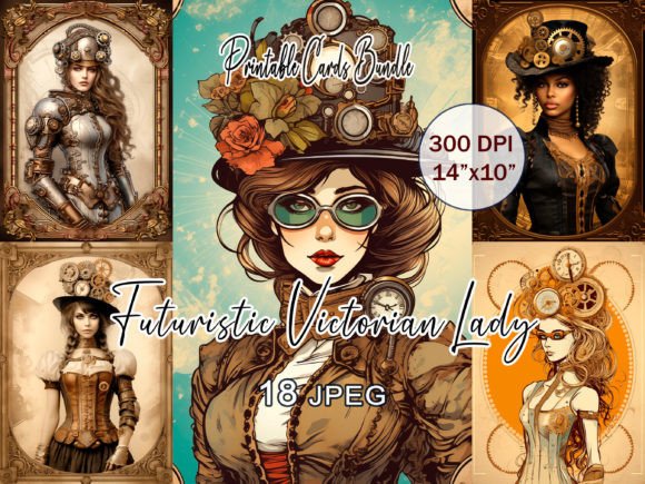 Download Futuristic Victorian Lady JPEG Cards - Cards Collection
