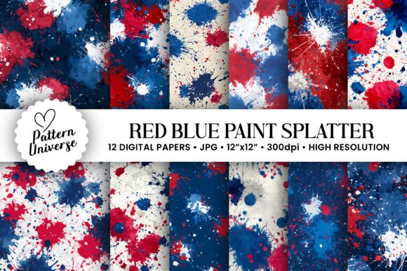 Download Red Blue White Paint Splatter Pattern - Premium Resources
