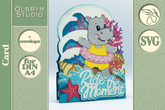 Download Hippo Summer Vacation Greeting Card SVG - Cat Collection