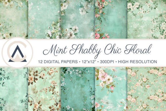 Download Mint Green Shabby Chic Floral Background - Floral background Collection
