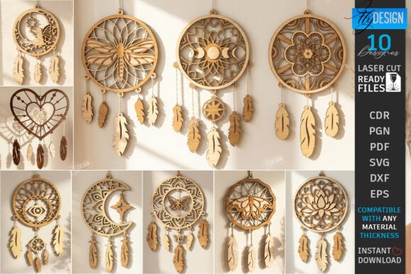 Download Wooden Dream Catcher Laser Cut Bundle - Cat Collection